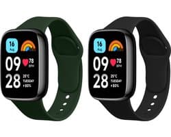 kwmobile 2x horlogebandjes geschikt voor Xiaomi Redmi Watch 3 Active bandje - Smartwatch bandjes van TPU - Activity tracker horloge band in zwart / donkergroen