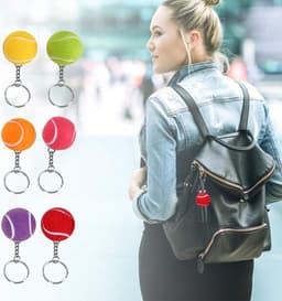 Tennis Key Multi Kleur Fluwelen Sport Bal Sleutelhanger - Hanger Decoratie - Gift Tassen - School Carnaval Beloning - 1.6 inch . — thumbnail 5
