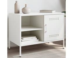 vidaXL Industrieel Design - Tv-meubel - Tv-meubel 68x39x50,5 cm staal wit - Salontafel - Televisie Kast - Witte Tv-standaard