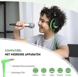 StayPowered Kinderkoptelefoon - Perfect Geluid & Ultiem Comfort - Verstelbaar - HD Microfoon - Kraakhelder Stereo - Zachte Oorkussens - Duurzame Kabel - 3.5mm Jack - Zwart/Groen - Levering Sneller dan Aangegeven! — thumbnail 5