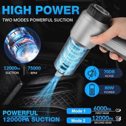 Handstofzuiger 12000 Pa - 3-in-1 Mini Stofzuiger - Accu, USB Oplaadbaar en Lichtgewicht - Voor Auto en Huis — thumbnail 4