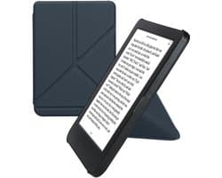 kwmobile e-reader hoesje geschikt voor Kobo Clara BW / Colour hoes - Ereader flip case met standaard - E reader cover van kunstleer - In donkerblauw