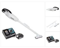 Makita DCL 180 RT1 W accu stofzuiger 18 V wit + 1x oplaadbare accu 5.0 Ah + lader