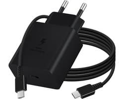 Oplader set geschikt voor Samsung Galaxy S - 25W - USB C Snellader + 2 meter kabel - Zwart