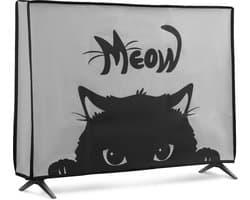 kwmobile tv hoes voor 43" TV cover - Beschermhoes voor televisie - Voor binnengebruik - Kat Meow design in grijs / zwart