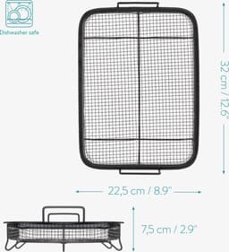 Navaris anti-aanbak grillmand voor oven - Non-stick grillrek voor olievrij frituren, nuggets, vlees, vis of groentes roosteren - Frituurmand — thumbnail 2