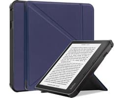 Hoes Geschikt voor Kobo Sage - Luxe E-reader Trifold Case - Bescherm Hoesje Book Cover - Donkerblauw