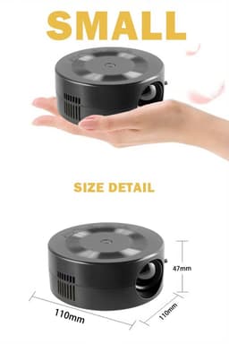 Mini Projector - Mini beamer - Draagbaar - Zakprojector - Draagbare Thuisbioscoop – Ondersteunt – Voor Kinderen & Smartphone – Rond – wit – 11x11x4.7cm — thumbnail 3