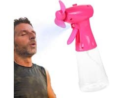 Draagbare Ventilator - Persoonlijke Koeler - Buitenactiviteiten - Met Waterspray - 22 cm Hoog - Rood