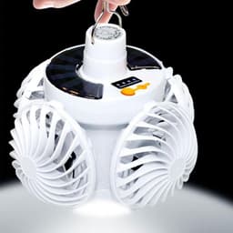 Zonne-energie Ventilator - Terras Ventilator Plafondventilator - Buitenkoeling - Opvouwbaar met Haak - 13.5x13.5x13.5 cm - Wit — thumbnail 1