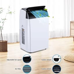 Draagbare airconditioner van 10.000 BTU – 3-in-1: koeling en luchtontvochtiging – digitaal display, afstandsbediening – stille werking – draagbare airconditioner voor de slaapkamer, het kantoor en kleine ruimtes — thumbnail 3