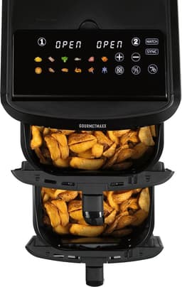 Dubbele Heteluchtfriteuse - Verticale Airfryer - Vetarm Koken - Twee Kamers SYNC - 12 Liter - Zwart — thumbnail 5
