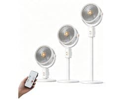 Kraftverdia® Staande Ventilator met Afstandsbediening – Draadloze Oplaadbare Air Circulator – In Hoogte Verstelbaar – 5 Snelheden – Oscillerende Vloerventilator