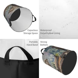 Wasbak Ronde Mand - Vuile Was Mand - Kleding Opbergen - Waterdichte Coating - 90L - Zwart — thumbnail 3
