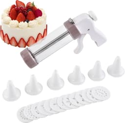 Koekjespers - Bakmachine Dessertgereedschap - Taart Decoreren - 13 Schijven 6 Tips - 22 x 14.5 cm - Wit — thumbnail 1
