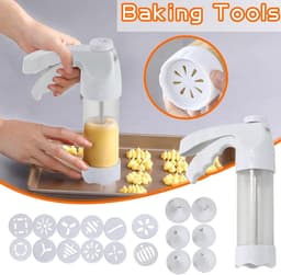 Koekjespers Set - Bakvorm Machine - Zelf Koekjes Maken - Veelzijdige Spuitmonden - 22x14cm - Wit — thumbnail 4