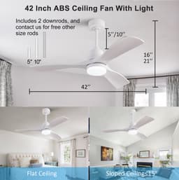 HAUSS SPOLE Ventilator – 106,68 Cm – Met Verlichting En Afstandsbediening – ABS – Wit – 3 Bladen Met Stille Omkeerbare DC Motor — thumbnail 5