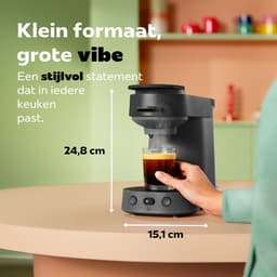 Philips Senseo Vibe Koffiepadmachine CSA225/60 - Compact - Keuze uit 1 of 2 Kopjes - Instelbare Intensiteit - Automatische Uitschakeling - Donkergrijs — thumbnail 5