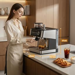 COWSAR Espressomachine (met molen en melkschuimer) – 15 bar pompdruk, 30 maalgraadinstellingen, snelle opwarming, 2,5 liter waterreservoir – geschikt voor thuis- en kantoorgebruik voor het maken van espresso, cappuccino en latte macchiato. — thumbnail 2