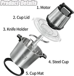 Keukenmachine Vleesmolen - Keukenapparaat - Grote porties maken - 12 liter RVS kom - 800W - Zilver — thumbnail 5