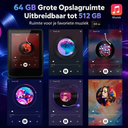 64GB MP3-Speler met Bluetooth 5.3 - 2.4 Inch Touchscreen - FM-Radio - Recorder - HiFi Geluid - Bedrade Oordopjes — thumbnail 4