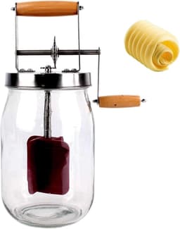 Boter Churner - Handmixer Room - Zelf Boter Maken - Roestvrijstalen Tandwielen - 1000/1500ML - Zilver — thumbnail 1