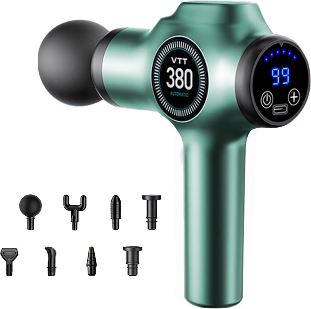 Massage Gun - Hand Massager Spierontspanner - Spierherstel Bevorderen - 99 Snelheden 9 Koppen - 800 g - Zwart — afbeelding 1