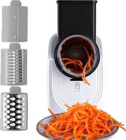 Automatische Kaasrasp - Keuken Snijmachine - Maaltijdvoorbereiding Vereenvoudigen - 3 Verschillende Snijders - 15 x 18 x 15 cm - Zilverkleurig — thumbnail 1
