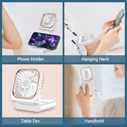 180° Opvouwbare Ventilator - 1 stuk - 167×80×19mm - Drie windsnelheden - 3000mAh batterij - Kan als powerbank gebruikt worden - Mini elektrische handventilator - Geschikt voor op reis, op kantoor en op vakantie - Wit — thumbnail 5