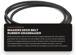 Deck Belt Vervanging - Rubber - Geschikt voor John Deere LA105/LA110/LA115 - Duurzaam - Eenvoudige installatie - Afmetingen 1,27 x 261,6 cm - Grasmaaierband — thumbnail 1