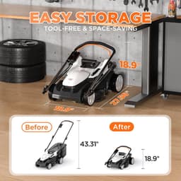Accugrasmaaier - Elektrische grasmaaier - Gazon Onderhoud - Borstelloze Motor - 37 cm Snijdbreedte - Zwart — thumbnail 4