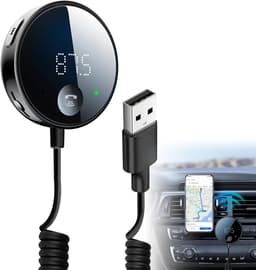 Bluetooth Transmitter Auto - FM Transmitter voor Auto - Bluetooth Receiver - Bluetooth Ontvanger - Carkit met Handsfree Bellen - Bluetooth Auto Ontvanger - Bluetooth Adapter Auto - Autolader USB-C - Voor Handsfree Bellen - Zwart — thumbnail 1