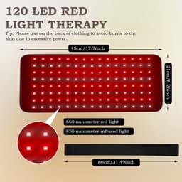SnelShoppen - 120 LEDs Rood Licht Therapie Riem met 5 Niveaus Vibraties Massage, Infraroodlicht voor Rug, Schouder, Taille, 10 Hz Pulsmodus voor Pijnv — thumbnail 5