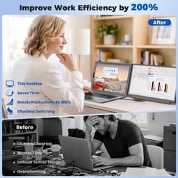 Siaviala M5 15.6" Draagbaar Dubbel Beeldscherm – Full HD 60Hz, Kevlar Design, Afneembare 2-in-1 Standaard, USB-C voor Laptop & Telefoon (DEX/EMUI), 100W PD, Draaibaar Liggend/Staand – Verhoog Productiviteit — thumbnail 3