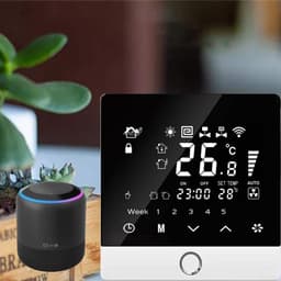Slimme Thermostaat - Temperatuurregelaar - Comfort Verhoging - App & Spraakbesturing - 10x9x6 cm - Zwart — thumbnail 3