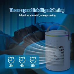 Ventilatoren - Mini Aircooler met Water - Mobiele Airco - LED Licht - Tafelventilator - Drie ventilatorsnelheden, drie timerinstellingen en twee nevelstanden- Bureau Ventilator — thumbnail 4