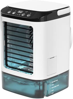 Ventilatoren - Mini Aircooler met Water - Mobiele Airco - Air cooler - LED Licht - Tafelventilator - Drie windsnelheden en twee sproeistanden — thumbnail 1
