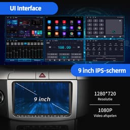 ESSGOO Autoradio voor Volkswagen Golf 5, 6, Polo, Skoda Caddy, T5, Passat - Draadloos Apple Carplay & Android Auto - 4 + 64GB - met Bluetooth/USB/FM/RDS/Mirror Link - 9 INCH Aanraakscherm — thumbnail 2