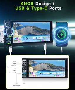 Autostereo 6.9 inch - Android 15 - Bluetooth en Wi-Fi - Eenvoudige app-installatie - ShopVlot — thumbnail 5