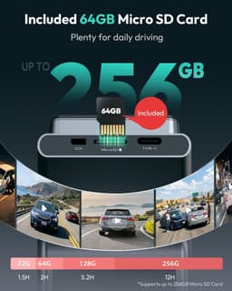 Solidchoice - 4K Dashcam met Nachtzicht en GPS, Inclusief 64GB SD Kaart — thumbnail 3