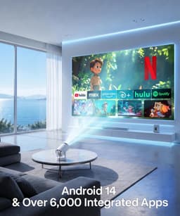 SnelShoppen - Mini Projector 4K Home Cinema met WiFi 6, Bluetooth 5.4, 180° Rotatie, 200 ANSI Lumens, 100-inch Beeld, Keystone Correctie, Ideaal voor — thumbnail 5