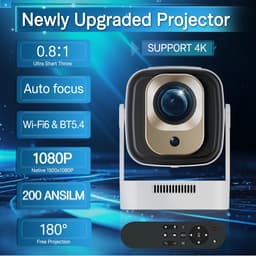 SnelShoppen - Draagbare Beamer 1080p Mini-Projector 4K Wifi 6 Android 11 200 ANSI Externe Luidspreker Bluetooth 5.4 HDMI Thuisbioscoop Voor Feest Camp — thumbnail 5