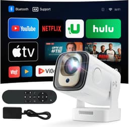 SnelShoppen - Draagbare Beamer 1080p Mini-Projector 4K Wifi 6 Android 11 200 ANSI Externe Luidspreker Bluetooth 5.4 HDMI Thuisbioscoop Voor Feest Camp — thumbnail 1