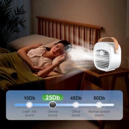 Mini airconditioner - Kleine airconditioner - Oplaadbare persoonlijke luchtkoeler - Mini airconditioner met drie snelheden - Mini watergekoelde luchtkoeler - Stille tafelventilator voor thuis, slaapkamer, op reis, op kantoor, binnen en buiten - Blauw — thumbnail 4