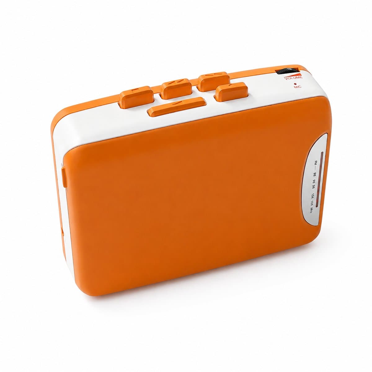 Retro Cassettespeler - 12x9x4cm - Draagbare Walkman met FM Radio & Opnamefunctie - Inclusief Oortjes - USB & Batterij Voeding - Ideaal Cadeau voor Muziekliefhebbers - Oranje — afbeelding 1