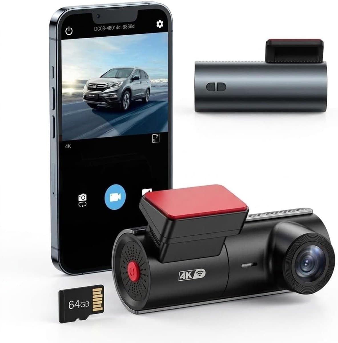 Dashcam voor auto - Zwart - 4K UHD - Met WiFi, Nachtzicht en G-sensor - Compacte Beveiliging voor Dagelijks Gebruik — afbeelding 1
