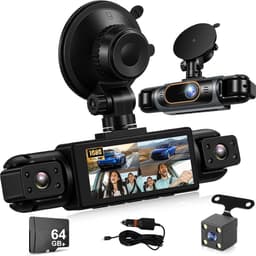 Dashcam voor auto - Zwart - 3,16 inch IPS-scherm - 4 Kamera's 1080p HD Groothoek - 24-uurs Bewaking en Achteruitrijfunctie — thumbnail 1