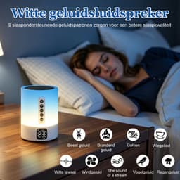 Bluetooth Speaker met Wekker en LED Nachtlampje - 6-in-1 White Noise Machine en Slaaphulp, Dimbare Nachtlamp met 48 Kleuren, Digitale Wekker met Snooze, MP3-Speler en Handsfree Bellen — thumbnail 5