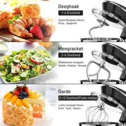 NIVA® Deegmachine - Mixer met Kneedhaak - Kneedmachine - Zwart - 42cm x 36cm x 27cm — thumbnail 3