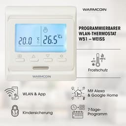Slimme Thermostaat - Vloerverwarming Bediening - Energie Besparen - App Bediening - 16A - Wit — thumbnail 3
